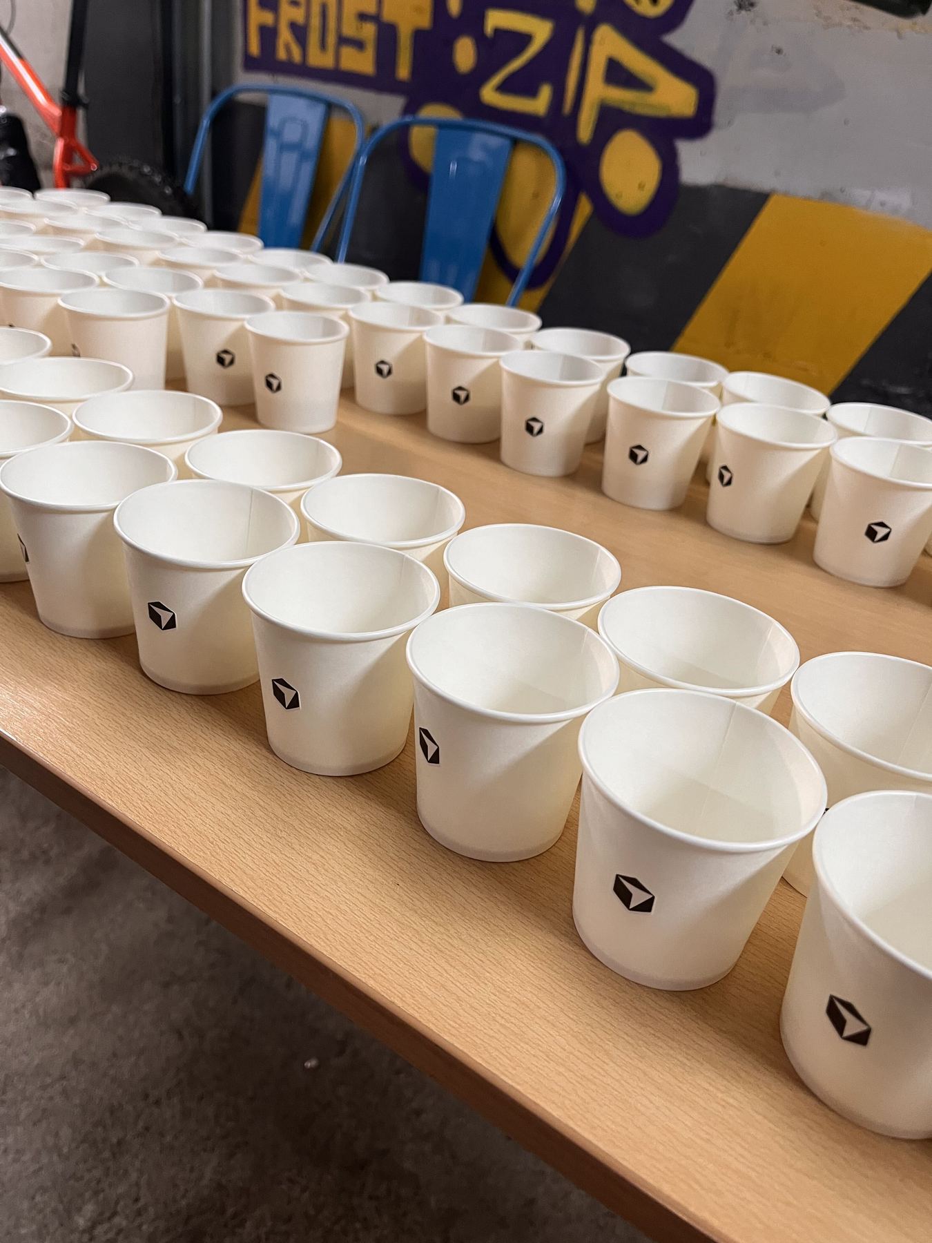 Branded paper cups prepared for participants